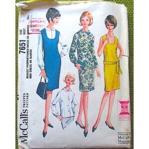 Vtg 1964 McCall's Womens Pattern 7651 Dress Jumper Blouse